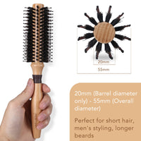 BESTOOL Round Brush for Blow-Drying, Boar Bristles with Nylon Pins Round Hair Brush, Professional Round Styling Brush for Women and Men, Straightening, Curling, Improving Hair Texture (Barrel 20mm)
