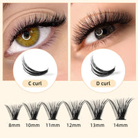 QUEWEL Cluster Lashes 240Pcs - Individual & Cluster Lashes 0.07C Curl 30D+40D Mix8-14mm for Natural Look DIY Eyelash Extensions