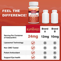 Liposomal Astaxanthin Supplement 24mg Per Serving, Powerful Antioxidant Formula Than VIT C, Eye & Immune Health Support, Superior Absorption (180 Count (Pack of 3))