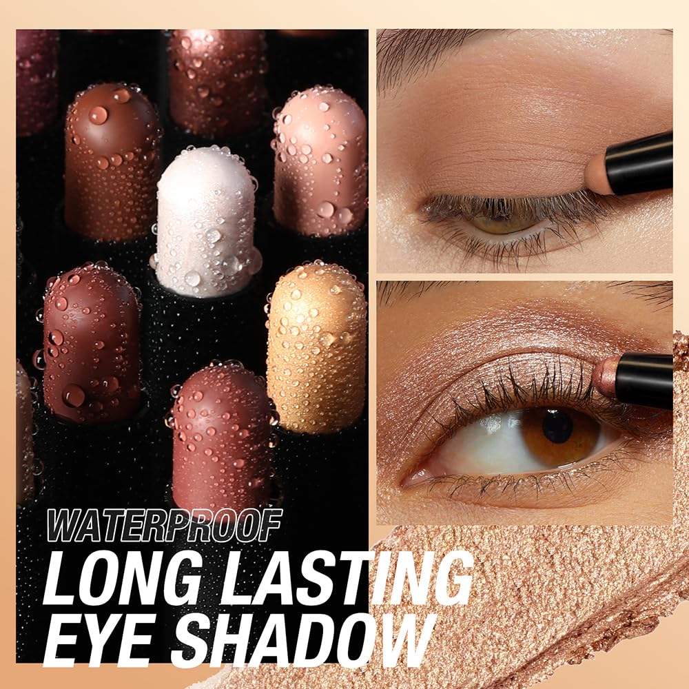 XINYUNXIN 8PCS Eyeshadow Stick Soft Creamy Matte Shimmer Eye Shadow Pencil Crayon Highlighting Pigmented Shiny Eyeshadow Pencil Waterproof Classy Shimmer Eye Shadow Sticks Set (A)
