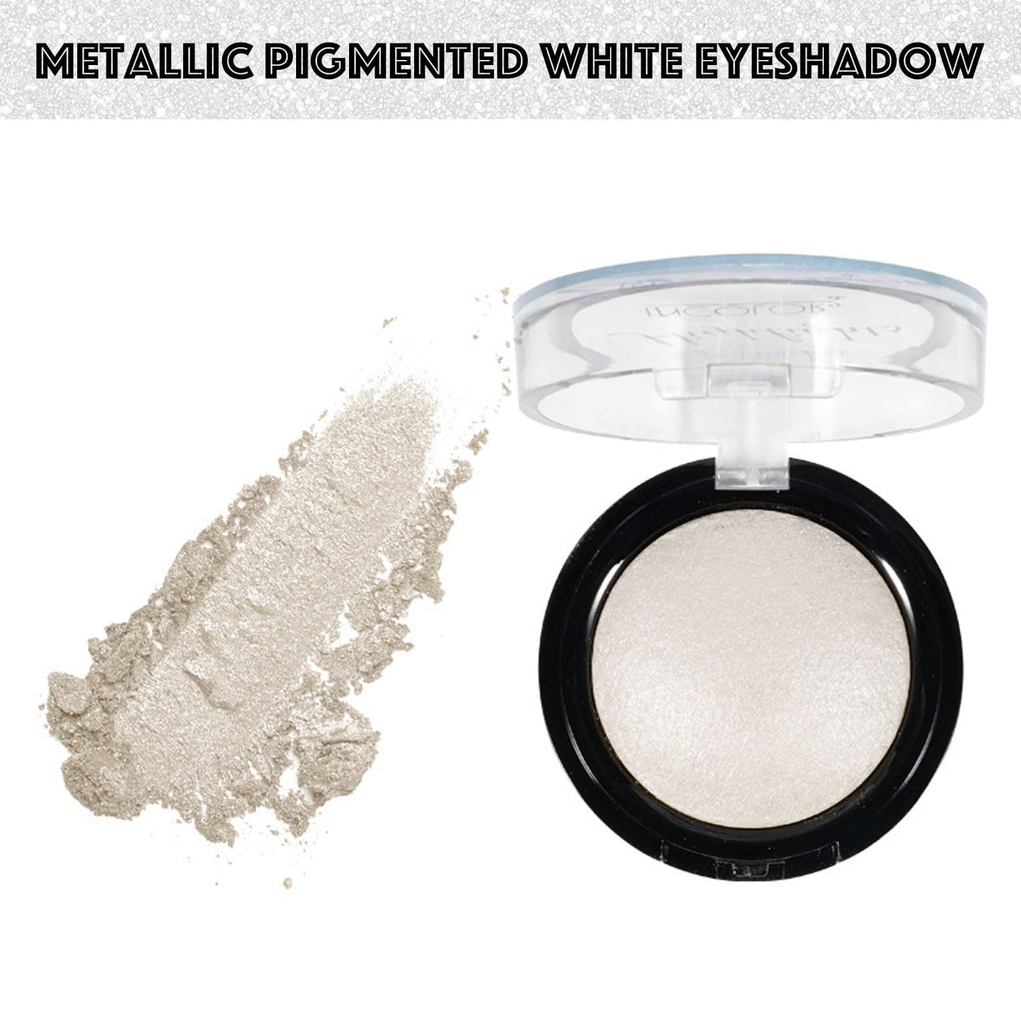 LYNTYAOU White Eyeshadow, Single Glitter Eye Shadow Pallets for Women, Highly Pigmented Long Lasting Metallic Shimmering Baked Eye Shadows Highlighter Powder, Gift for Women & Girls