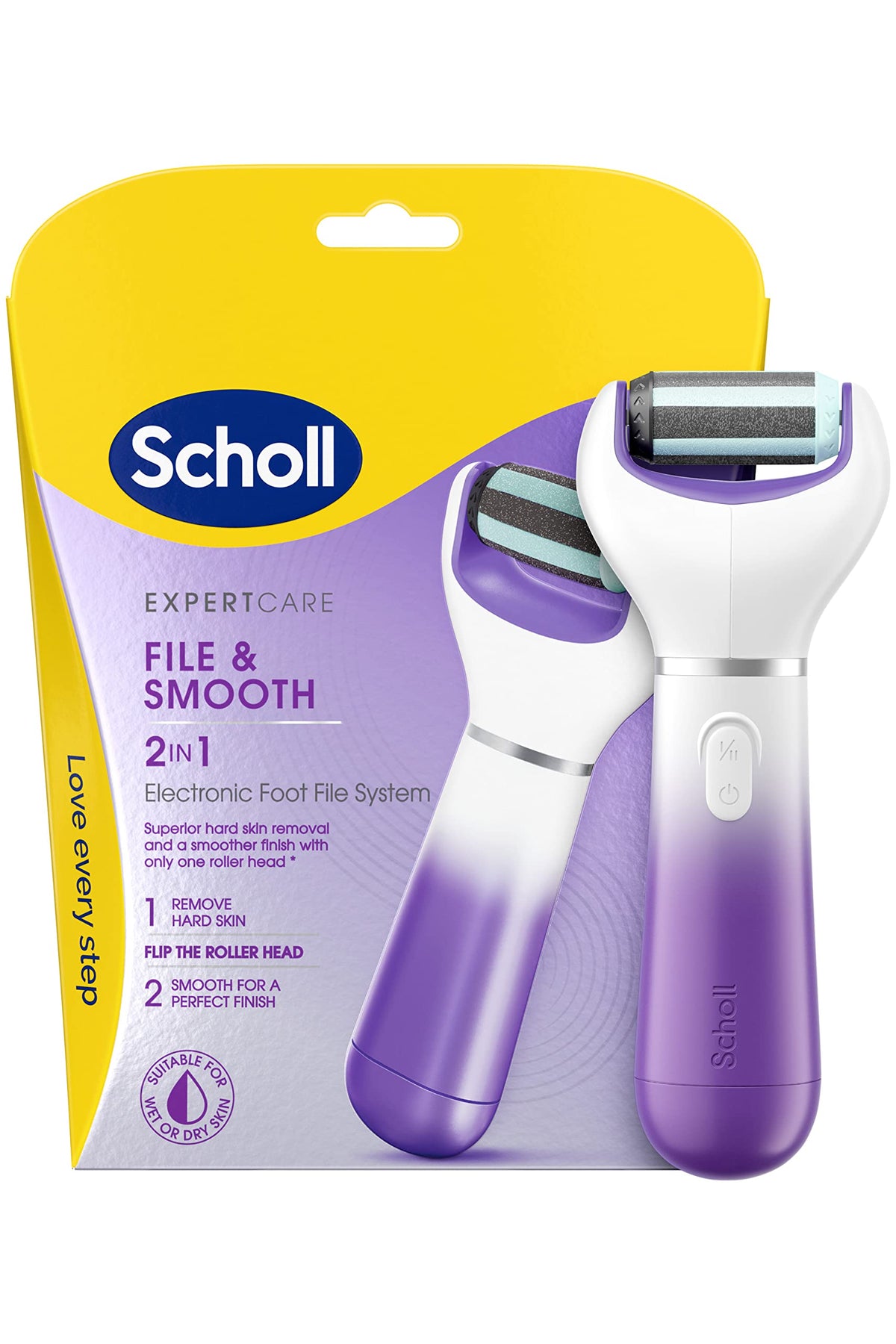 Dr. Scholl's Scholl ExpertCare 2-in-1 File & Smooth. Dual Speed Pedi Electric Foot File for Hard Skin and Callus Removal. Batteries Included