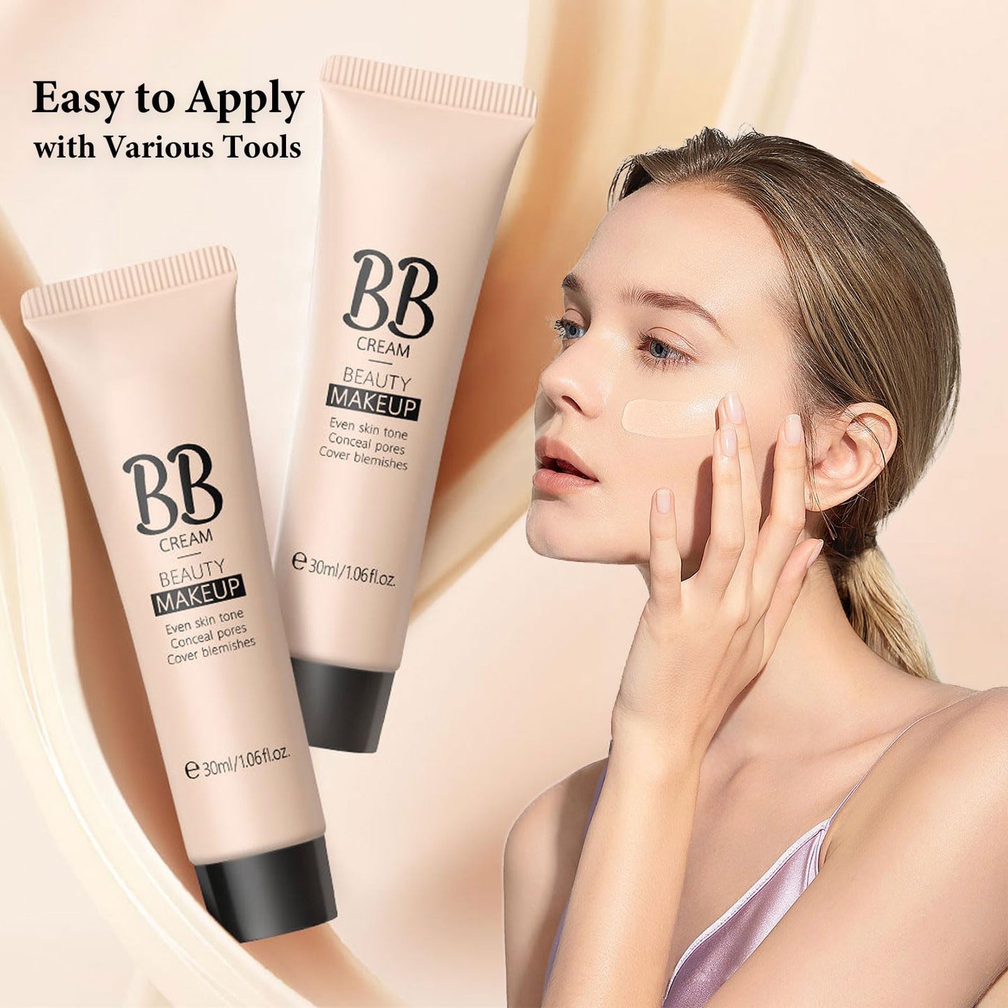 LYNTYAOU BB Cream Foundation, Waterproof Long Lasting Even Skin Tone Makeup, Full Coverage Foundation Anti-Redness Lightweight Smoothing Foundation, Hide Pores and Acne Marks