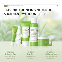 Green Tea Skincare Set For Teenage Girls, Green Tea Facial Kit With Cleanser,Toner,Eye Cream,Face Cream,Serum, Beauty Gifts For Women Girls, Skin Care Sets & Kits, Reduce Acne, Smooth