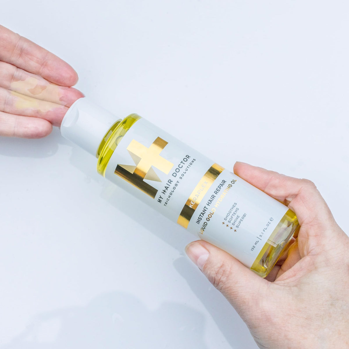 MY HAIR DOCTOR MHD Keraplex Liquid Gold Keratin Hair Oil | Hydrating 150ml Hair Serum Hair Oil for Dry Damaged Hair | Serum with Keratin, Castor Oil and Black Oats | Vegan Friendly