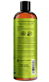 Seven Minerals Organic Aloe Vera Gel with 100% Pure Aloe from Freshly Cut Aloe - NO ACRYLATES & CROSSPOLYMERS, so it absorbs Rapidly with No Sticky Residue - Big 355 ml / 12 fl oz
