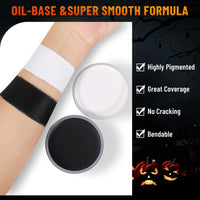 BOBISUKA Halloween Cosplay SFX Makeup Black + White Face Body Paint Special Effects Makeup Kit Dress Up Non Toxic Face Painting Kits for Adult Full Coverage Face paint Fx Make Up