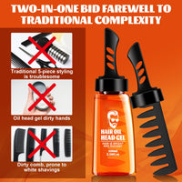 Alelyer Hair Styling Gel for Men, 2-in-1 Hair Wax Gel with Comb, Hair Styling Gel for Men, Hair Gel with Comb, Hair Oil Head Gel, Hair Styling Gel with Comb for Men, Long-Lasting, Quick Building, 100 ml