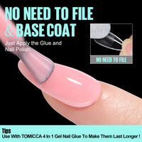 TOMICCA Soft Gel Nail Tips, 240PCS Clear Half Matte Full Cover Nail Tips for Nail Extensions, Pre-Buff No File Nail Tips Traceless for Nail Art Salon and Home DIY, 12 Sizes-MEDIUM SQUARE