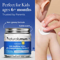 NaturallyMum Kids Magnesium Bedtime Lotion with Vitamin D (120ml (Pack of 1), Lavender & Chamomile)