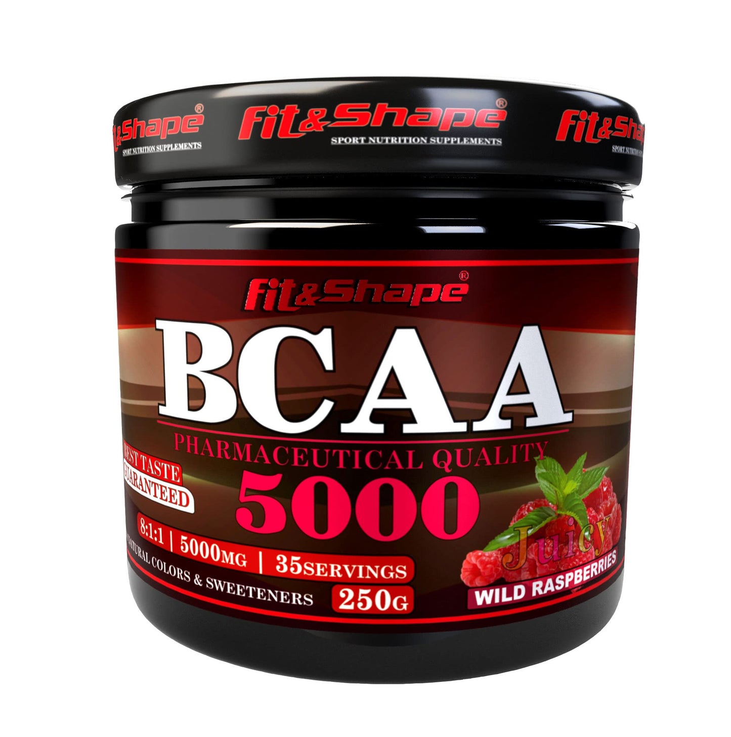 Fit&Shape F&S BCAA Powder 8:1:1 (Branched Chain Amino Acids) | L Glutamine, Magnesium, Potassium | Pre Workout Supplement | 35 Servings, 250g |Raspberry | Suitable for Vegans & Vegetarians