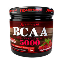Fit&Shape F&S BCAA Powder 8:1:1 (Branched Chain Amino Acids) | L Glutamine, Magnesium, Potassium | Pre Workout Supplement | 35 Servings, 250g |Raspberry | Suitable for Vegans & Vegetarians