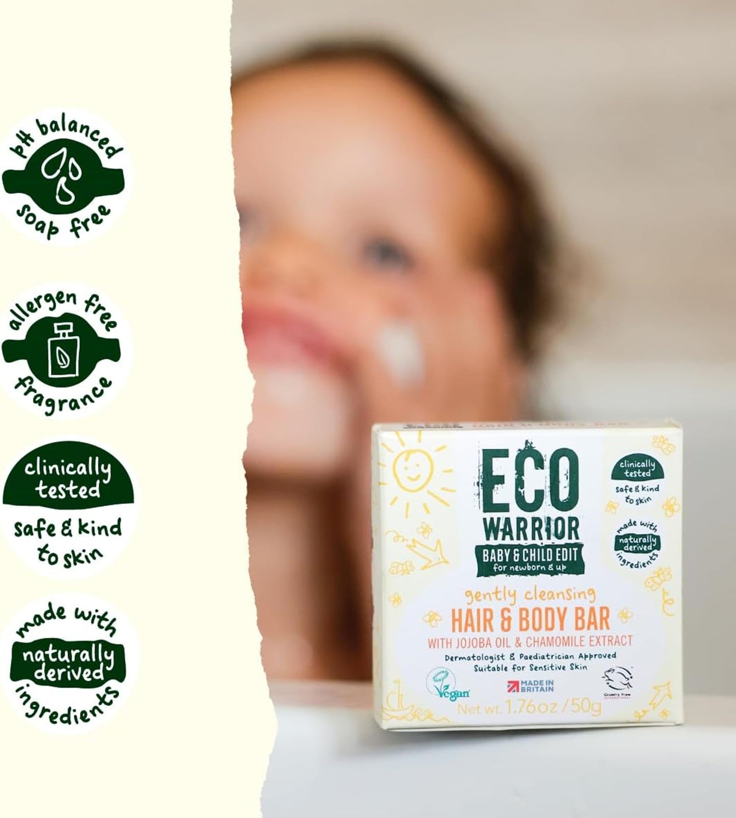 Little Soap Company Eco Warrior Baby & Child 2-in-1 Hair & Body Bar, Orange Blossom, Vegan, 50g