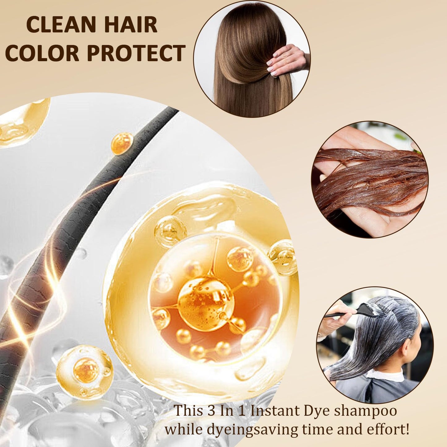 LINXINS Nova Hair Dye Shampoo, NovaHair Instant Dye Shampoo for Men & Women, Natural Hair Color Shampoo for Hair Dyeing Nourishing Hair Growth - Dark Brown