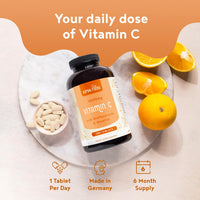 Vitamin C 1000mg | 180 Vegan VIT C Tablets [6 Month Supply] | High Strength Ascorbic Acid | with Added Bioflavonoids & Rosehip | for Normal Immune System | Alpha Foods