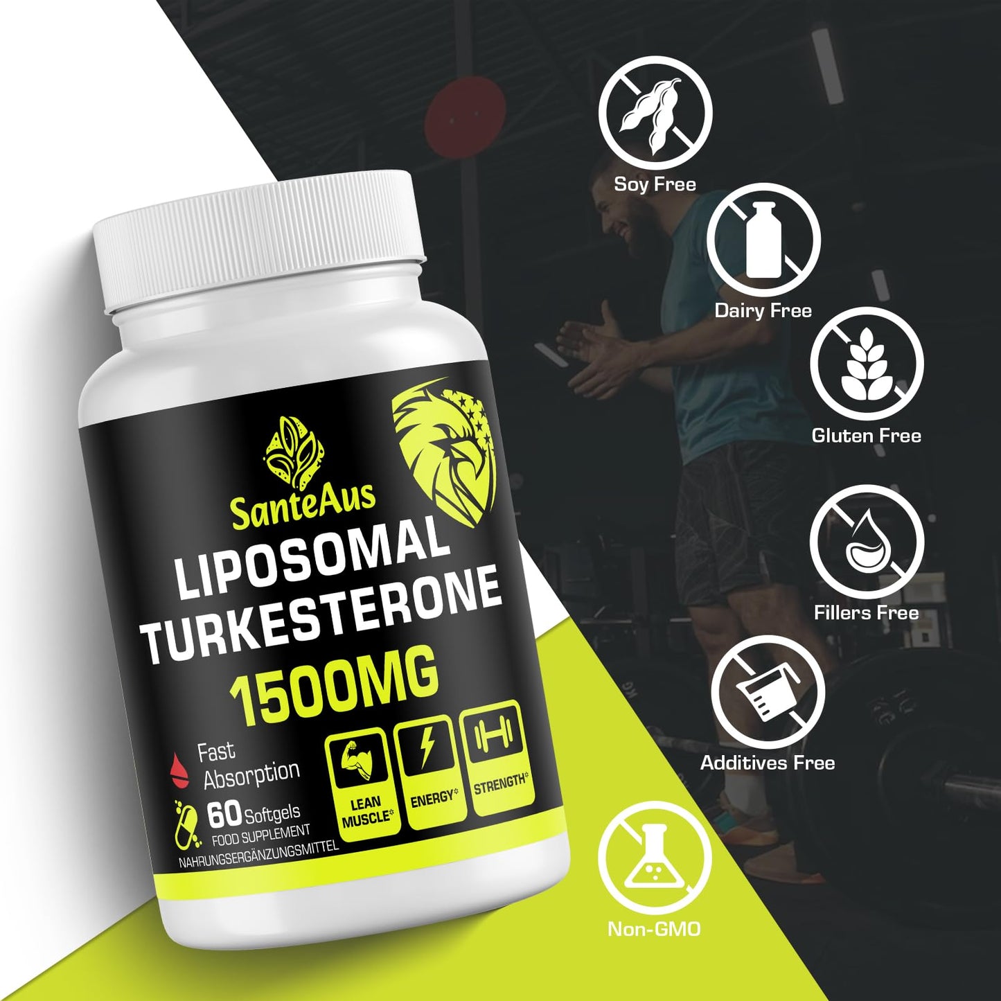 Liposomal Turkesterone Capsules 1500mg Supplement, Max Strength Ajuga Turkestanica Extract, Standardized to 20% Turkesterone, Optimal Absorption, Muscle Growth & Recovery, Gluten Free, Fillers Free