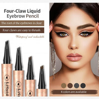 Mikloven New 4D Microblading Eyebrow Pen, Waterproof Long-Lasting 4-Tip Brow Pencil for 24 HR Wear, Smudge-Proof Liquid Eyebrow Pen for Natural-Looking Fine Strokes (Dark Brown)