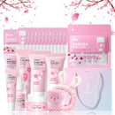 MrCuvaryas Skin Care Sets & Kits, Cherry Blossom Skincare Set Skin Care for Teenage Girls, Sakura Skincare Set For Teen Girls, Complete Skin Care Set For Teen Girls & Women Travel Skincare Set Size 32PCS