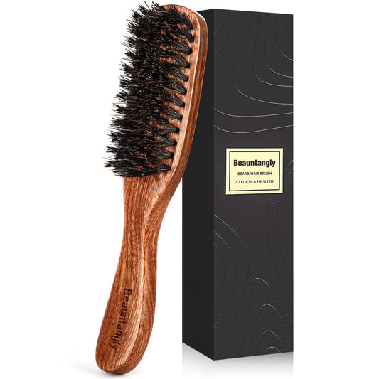 BEAUNTANGLY Hair Brush for Men, 100% Boar Bristle Hair Brush for Men Women’s Hair Smoothing, Styling, Detangling, Moisturizing, Adding Shine, Improving Blood Circulation, Promoting Hair Growth
