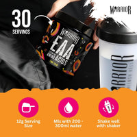 Warrior EAA Amino Acids Powder, 360g – Essential Amino Acid Supplements for Intra Workout & During Exercise, Muscle Post-Training Recovery Drink, EAAs Hydration Support, 30 Servings, Fruit Salad