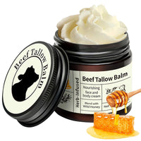 NatrLuxe Beef Tallow Honey Balm, Beef Tallow for Skin, Deeply Nourishing Grass Fed Tallow Balm, Beef Tallow Cream for Face & Body, Nourishing Beef Moisturiser for Dry Skin