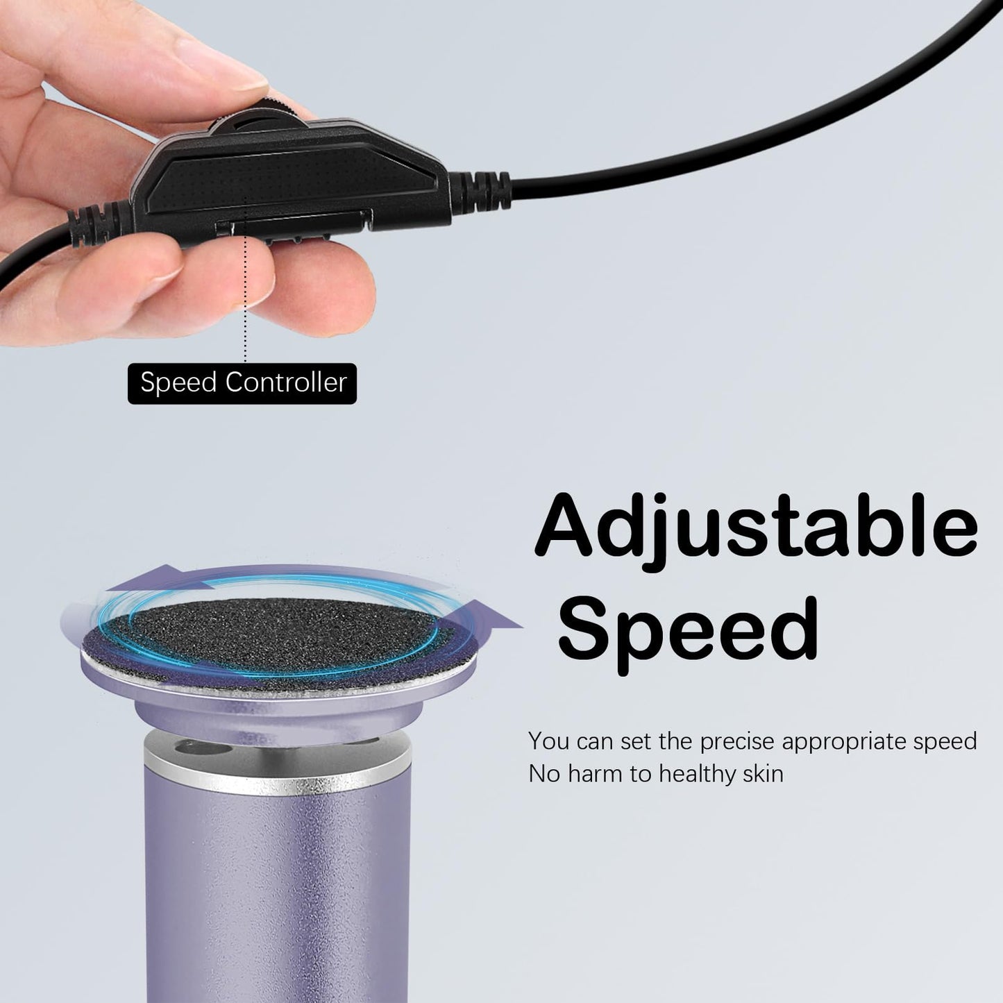 Electric Foot File for Hard Skin (Speed Adjustable) with 60pcs Replacement Pads, Powerful Electric Callus Remover Pedicure Hard Dead Foot Skin Removal Machine Women Men Use (Gray)