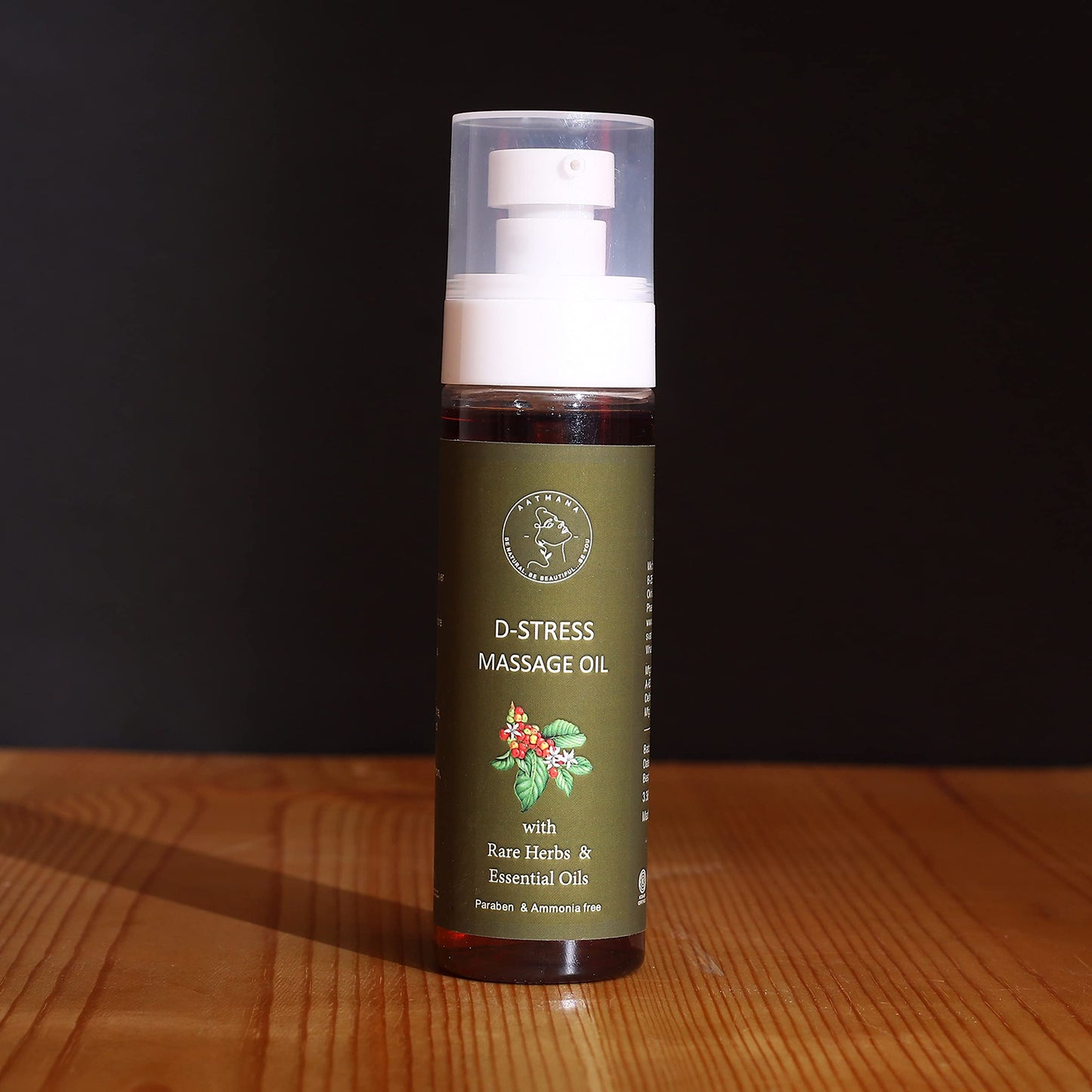 AATMANA D-Stress Massage Oil Sore Muscle Massage Oil for Body - Best Natural Therapy Oil with Rare Herbs and Essential Oils - Warming Massage Oil, Relaxing & Massaging Joint - 3.38 fl. oz.