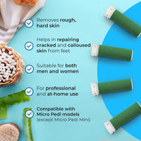 My Rollers 4 x Extreme Coarse Green Replacement Rollers Compatible with Emjoi Micro Pedi