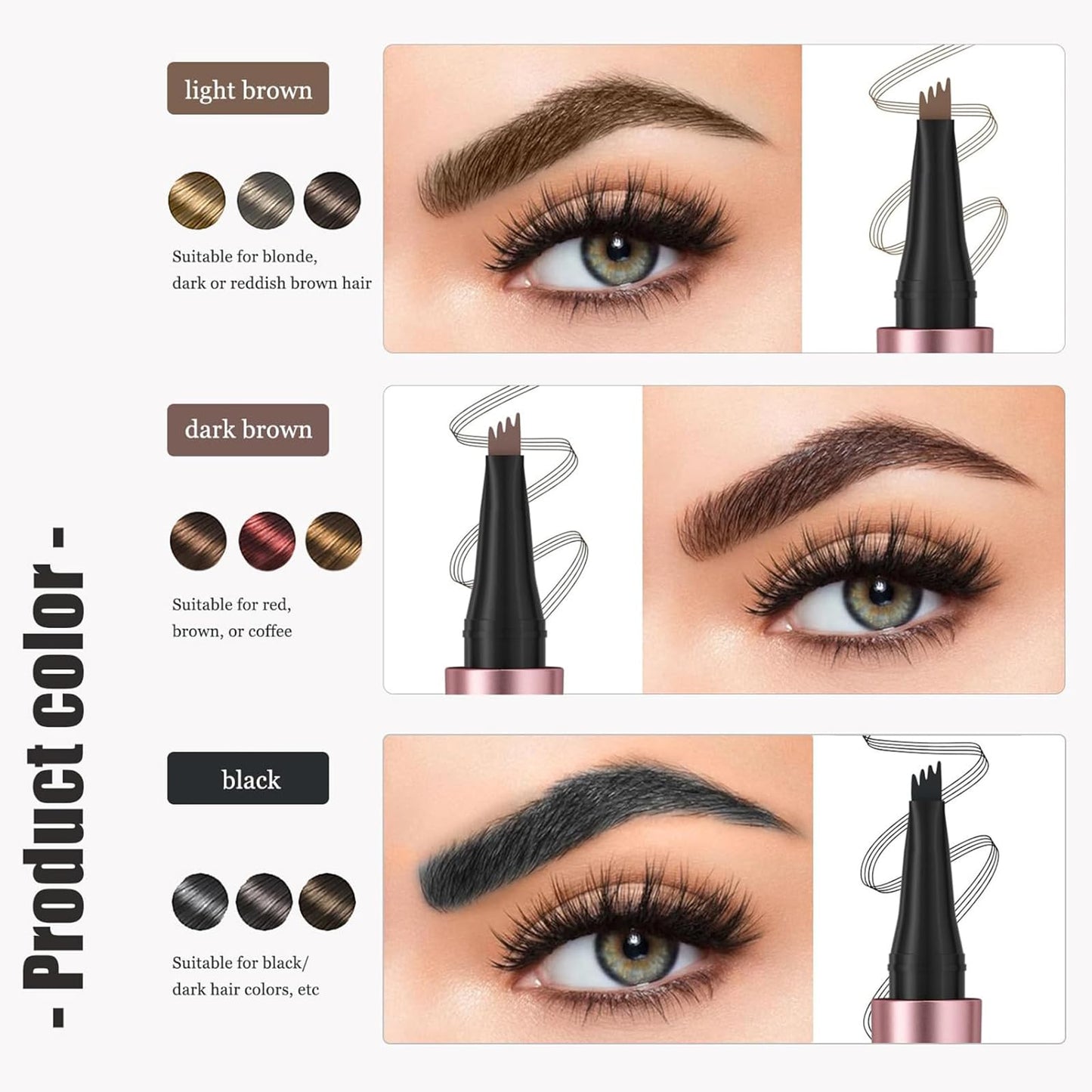 EONFAVE Eyebrow Pencil - Microblading Eyebrow Pen with 4 Micro-Fork Tip - New 3D Magic Eyebrow Pencil - Waterproof and Smudgeproof Brow Pen,Creates Natural Looking Defined Eyebrows