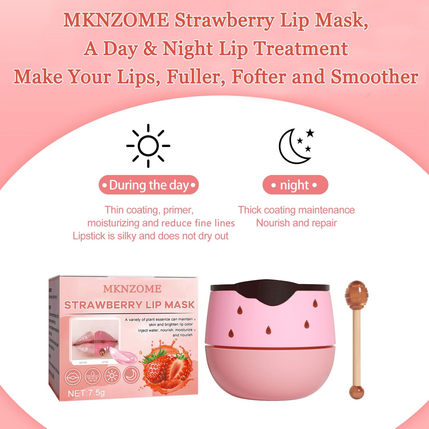 Lip Care Kit, MKNZOME Moisturizing Lip Mask & Lip Scrub Set,Exfoliating Lip Scrub Repair Lip Mask Lip Care Gift Women Girls Overnight Lip Treatment Repair for Dry Chapped Cracked Peel Lips, Lip Lines