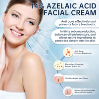 BECHOICEN Azelaic Acid face serum cream for Redness Relief,Dark Spots,Azelaic Acid Acne Cream with Niacinamide & Vitamin C,Acid 14% Facial Serum Balance Excess Sebum & Soothe Irritation,30ml
