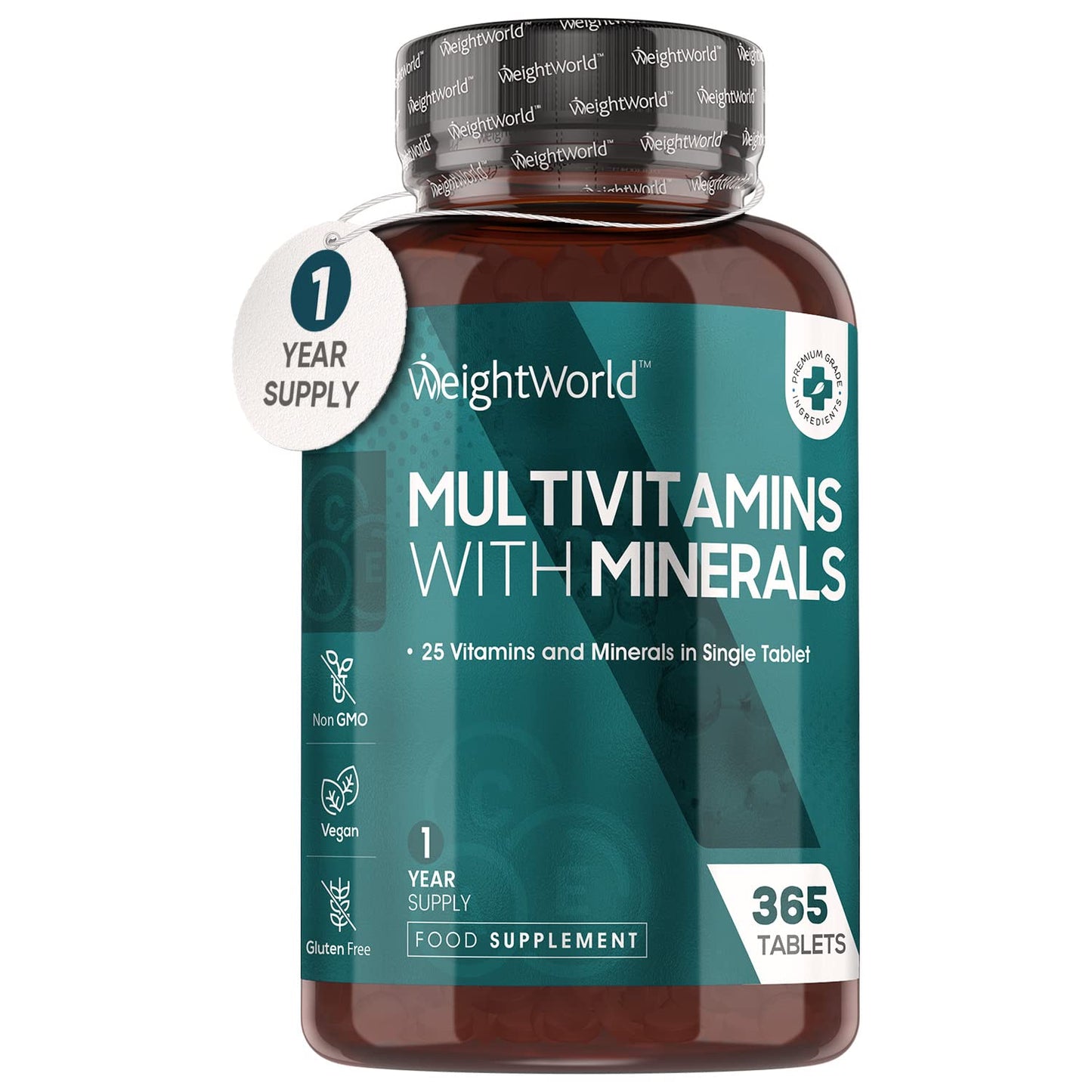 Vegan Multivitamin Tablets for Men & Women with 25 Active Multivitamins & Minerals Like Iron, Zinc & Vitamin D - Peppermint Flavour Micro Tablets - 1 Year Supply -Multivitamins Nutritional Supplement