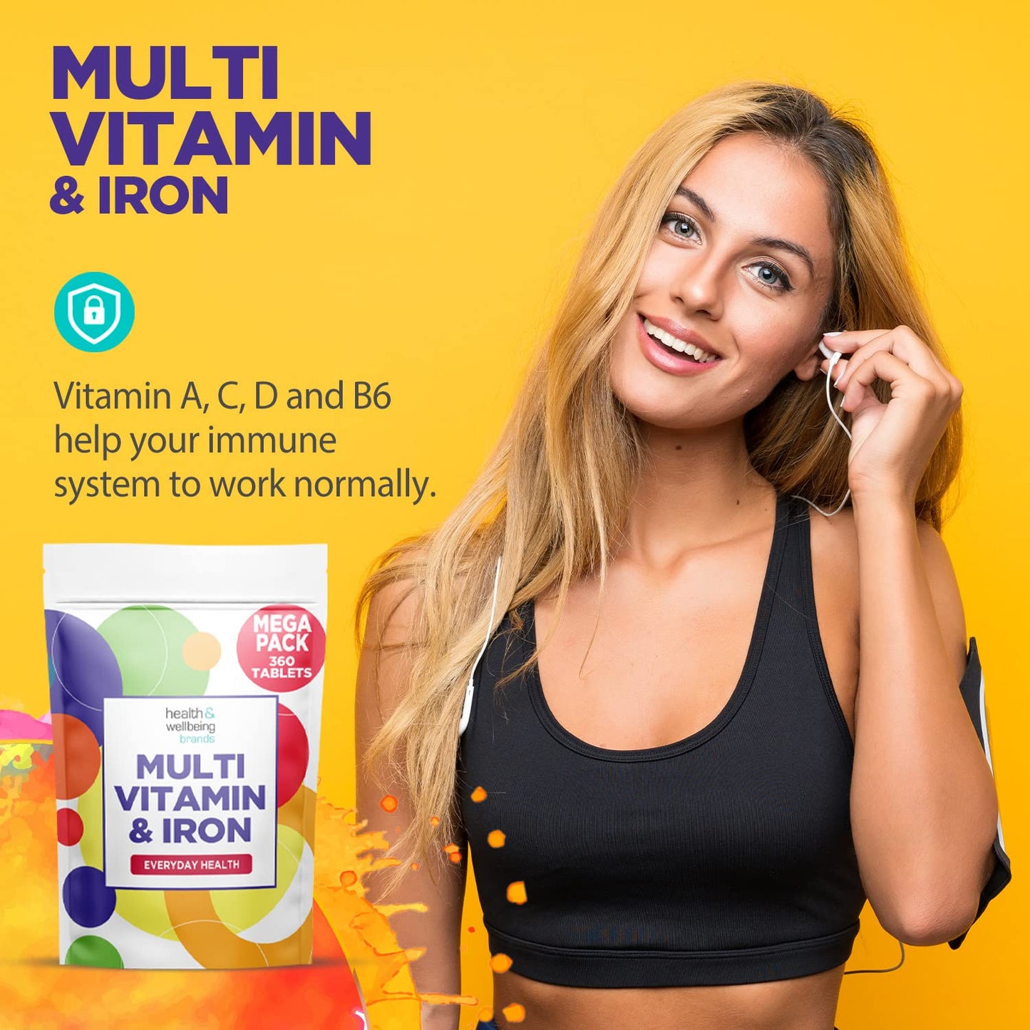 Club Vits Multivitamin & Iron 360 Tablets | One A Day Formulation for Men Or Women | UK Manufactured | Immune Defence: Vitamin C D & B6 Supports Immune System
