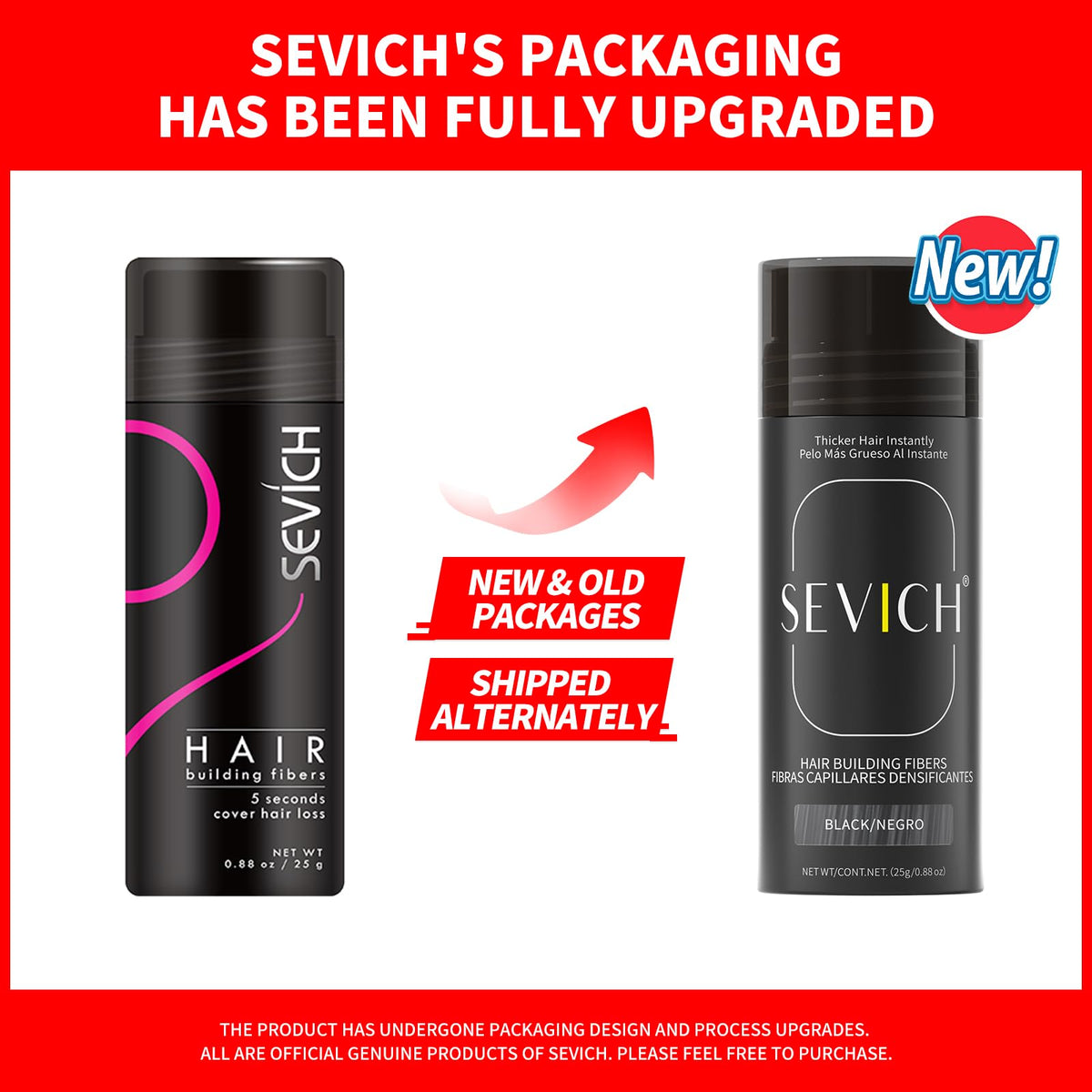 SEVICH Hair Building Fibers - Instant Hair Thickener for Thinning Hair Loss, Natural Keratin Powder for Men Women, Black 25g/0.88oz