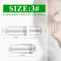 wananfu WANANFU Size 3 Empty Capsules Vegetarian (100 Count) Bundle with 2 Micro Lab Spoons, Compatible with Capsule Filling Machine Size 3