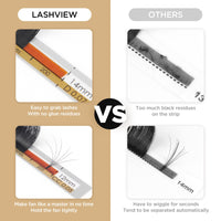 LASHVIEW 1S Fast Fan Silk Individual Eyelash Extensions 0.07mm Thickness M Curl 8mm Length Handmade Semi-permanent Auto-Fan Volume Eyelashes For Professional Salon Use