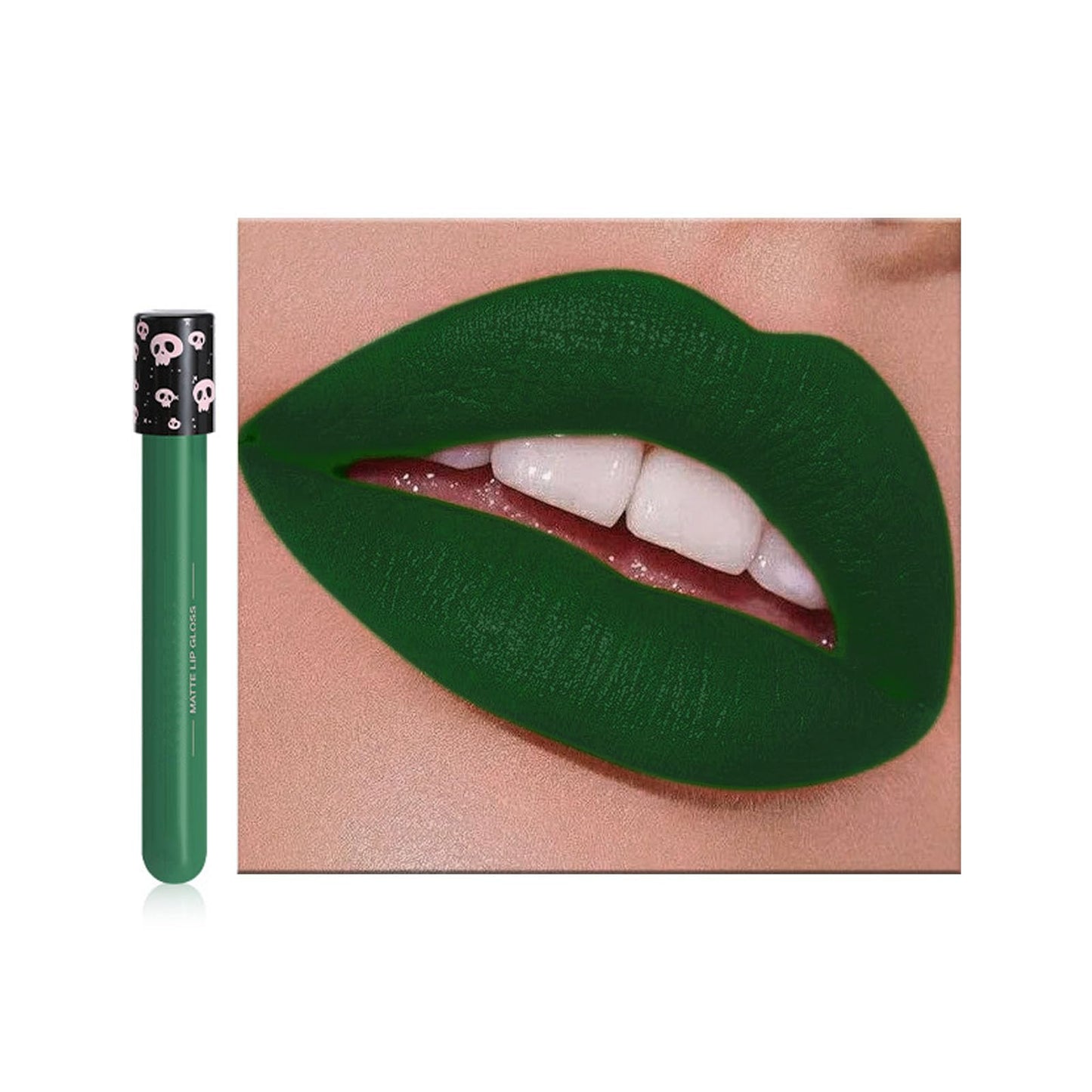 LYNTYAOU Matte Green Liquid Lipstick Waterproof Full-coverage Green Lip Gloss, Highly Pigmented Long Lasting Smudge-proof Face Body Paint for Festival Cosplay Makeup Gift for Women