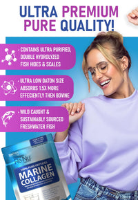 Skin Pep Marine Collagen Powder Clean Unflavoured - 10,000mg Double Hydrolysed Collagen Peptides per Serving - Ultra Premium for Maximum Absorption Hair, Skin & Nails - 300g, 30 Servings by SkinPep