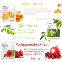 DMQ Hydrating Face Mask,Hydrating Moisturising Face Sheet Masks Nourishing Improves Skin Face Care,Face Mask Set for Dehydrated, Dull and Tired Skin,Pack of 5 Sheet Masks (5PCS-A)