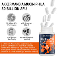 Coutihot Akkermansia Probiotic 30 Billion AFU, Probiotics for Gut Health, Akkermansia Muciniphila & Resistant Starch, Probiotic Supplement for Men & Women, Supports Digestive and Gut Lining, 120 Capsules