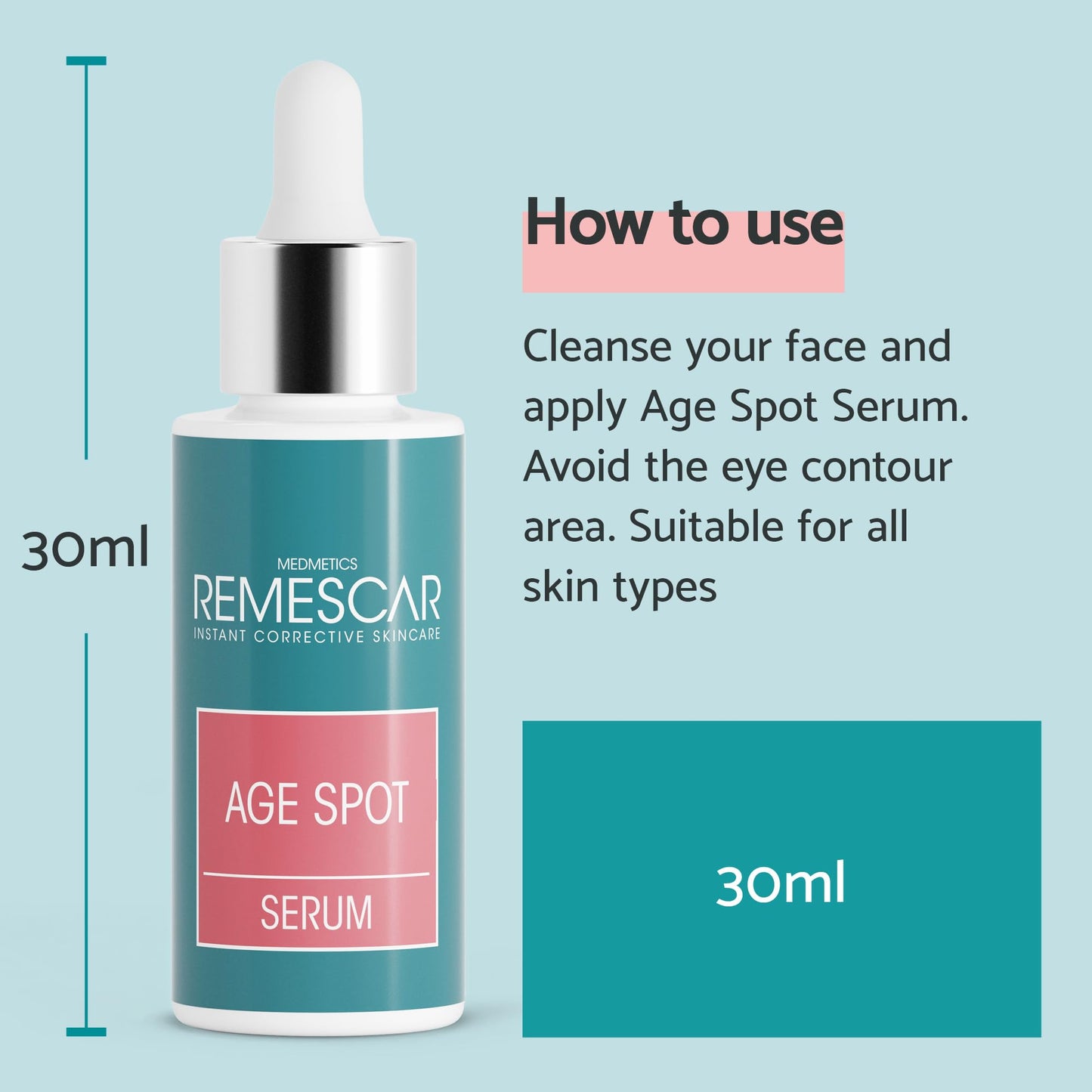 Remescar Age Spot Serum 30ml - Dark Spot Correcting Serum - Clinically Proven Age Spot Remover with Bakuchiol, Tranexamic Acid and Anti-Melanogenic Sugars - Hyperpigmentation Cream