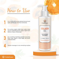 CalmGrace Collagen Gel | Anti-Ageing Collagen Moisturiser | Hydrating Anti Wrinkle Collagen Gel Face & Body Skincare | Non-Greasy Collagen Oil for Face - Papaya and Mandarin (250ml)