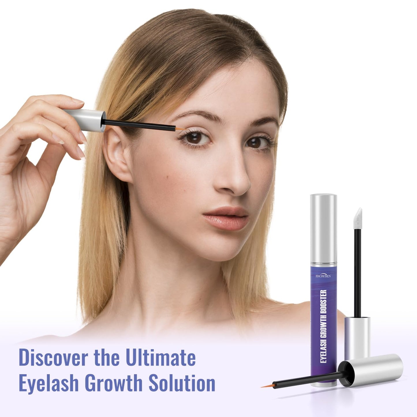 SNOWSEN Eyelash Serum, Enhancing Lash & Brow Serum, Vegan & Cruelty-Free,Natural Peptides & Biotin for Long,Thick Lashes and Eyebrows, Lash Serum with Brow Enhancer, Irritation Free Formula, 2x3.5 ml