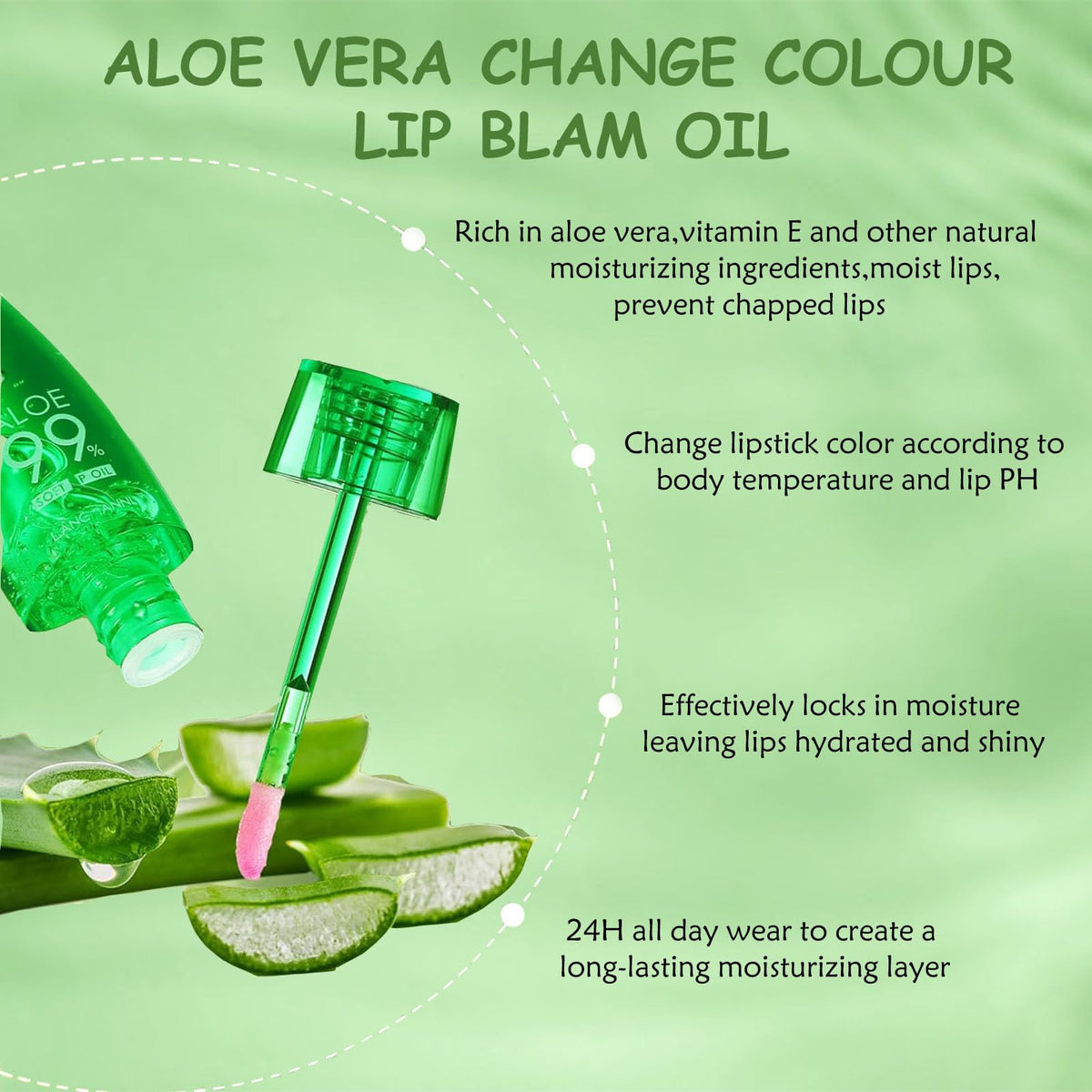 syloripha Syloripha Aloe Vera Lip Oil - PH Temperature Color Changing Gloss, Long Lasting Moisturizing Lip Care Balm, Light Texture No Greasy Lip Care Product For Women