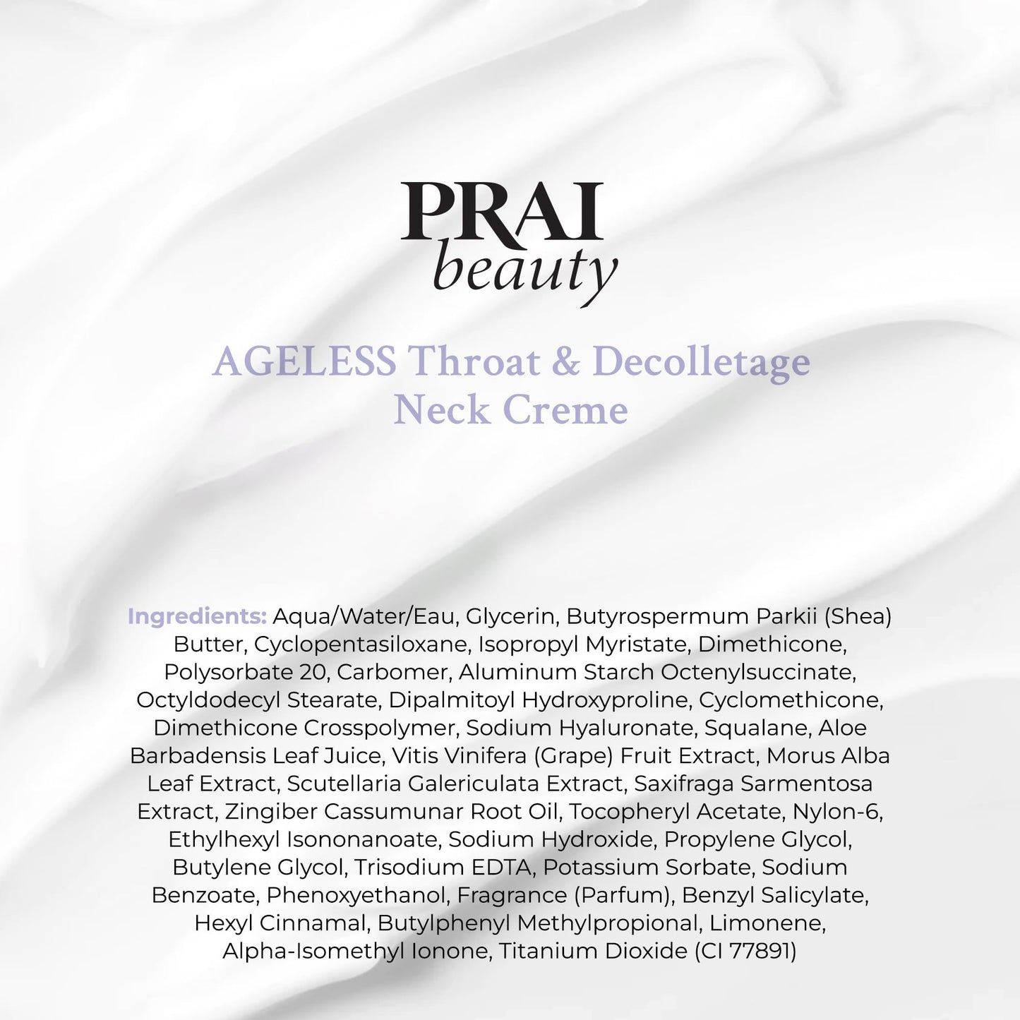 PRAI Ageless Throat & Decolletage Creme (50ml) with Shea Butter and Hyaluronic Acid for Long Lasting Hydration