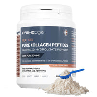 PRIMEdge Collagen Powder, Tasteless, Grass Fed, Collagen Peptides Supplement for Skin, Hair, Joints and Nail Support, Including 8 Essential Amino Acids (Type I, III), Halal & Kosher, 300g (30 Doses)