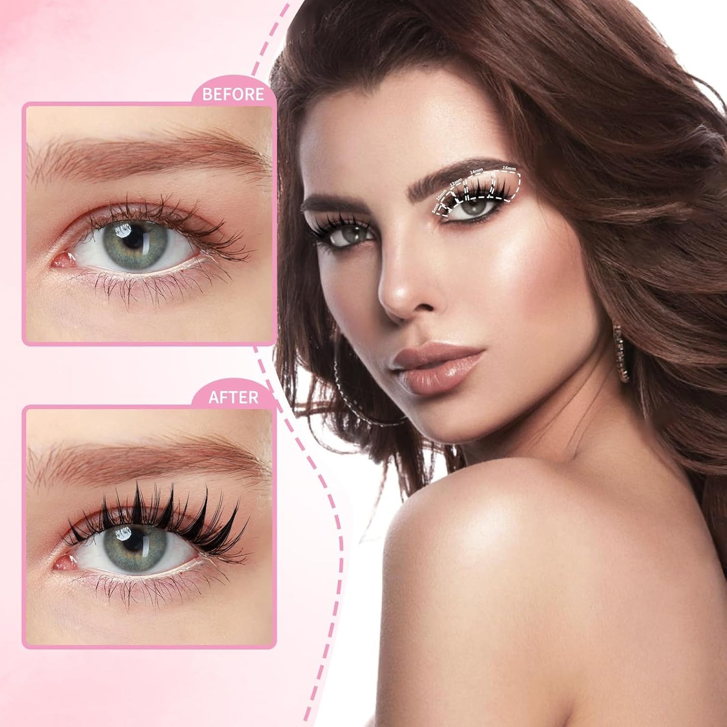 UCOOLME uCoolMe Fairy Lash Clusters Kit 8-18mm Manga Eyelash Clusters C Curl - WideSpan Wet-Look Spiky Anime Lashes Ultra-Thin Invisible Lash Band
