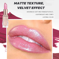 LYNTYAOU Shimmers Lipstick Pearl Pink Color Lip Stick, Glitter Metallic Bright Pink Lip Balm for Women, Silky Smooth Full-Coverage Lipsticks, Longlasting Pearlescent Light Pink Tinted for Women