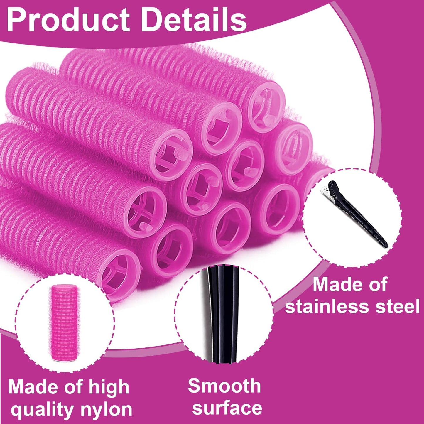 Musiook Hair Rollers, Self Grip Small Hair Curlers, Salon Hairdressing Curlers Roller with Clips Tools for Women (Random Color), 15mm-12pack, 1.0 count, Pack of 20