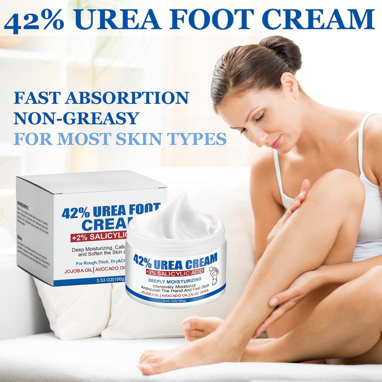 ISBEAUSOLS 42% Urea Foot Cream - Urea Cream - Foot Cream For Cracked Heels And Dry Skin - Cracked Heel Repair Cream - For Feet, Hands, Elbows, Nails & Knees - Moisturizing, Callus Remover and Soften